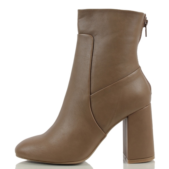 Shoes - Noten Taupe Closed Toe High Top Ankle Boot